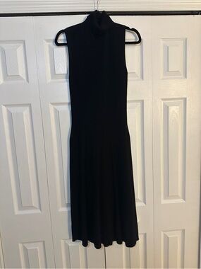 Saks Fifth Avenue Black Sleeveless Turtleneck Midi Dress